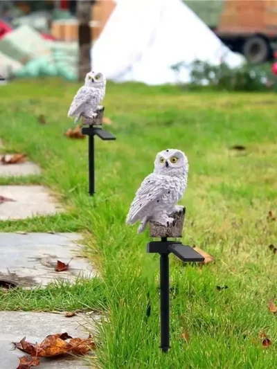 New 1 Pcs Decor Owl Lights Outdoor Solar Powered Lawn Floor Lamp Waterproof Landscape Lighting Pathway LED