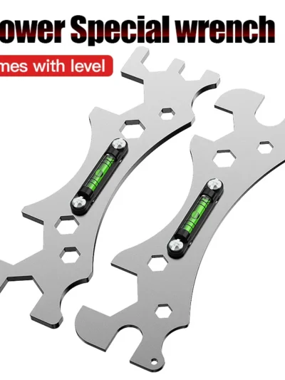 HUHAO Multifunctional Stainless Steel Bathroom Wrench Tool Special Bend Angle Wrench Tools with Leveler Faucet Repair Tool