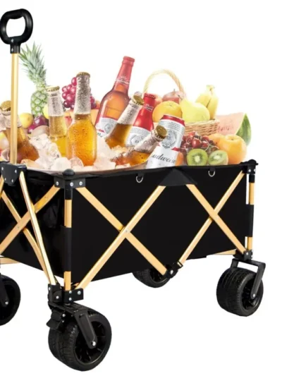 aluminum alloy folding wagon Heavy Duty Utility Beach Wagon Cart for Sand with Big Wheels