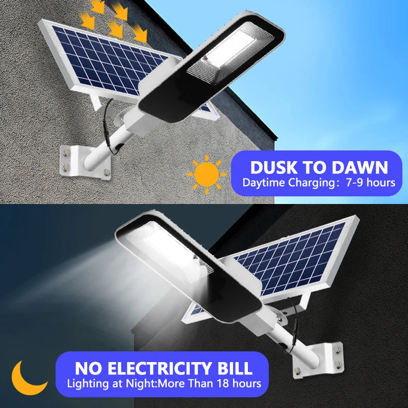 2PCS 200W Powerful Solar Light Outdoor Solar Street Light 6000mah Waterproof Automatic Dusk to Dawn Wall Light For Garage Garden - Image 3