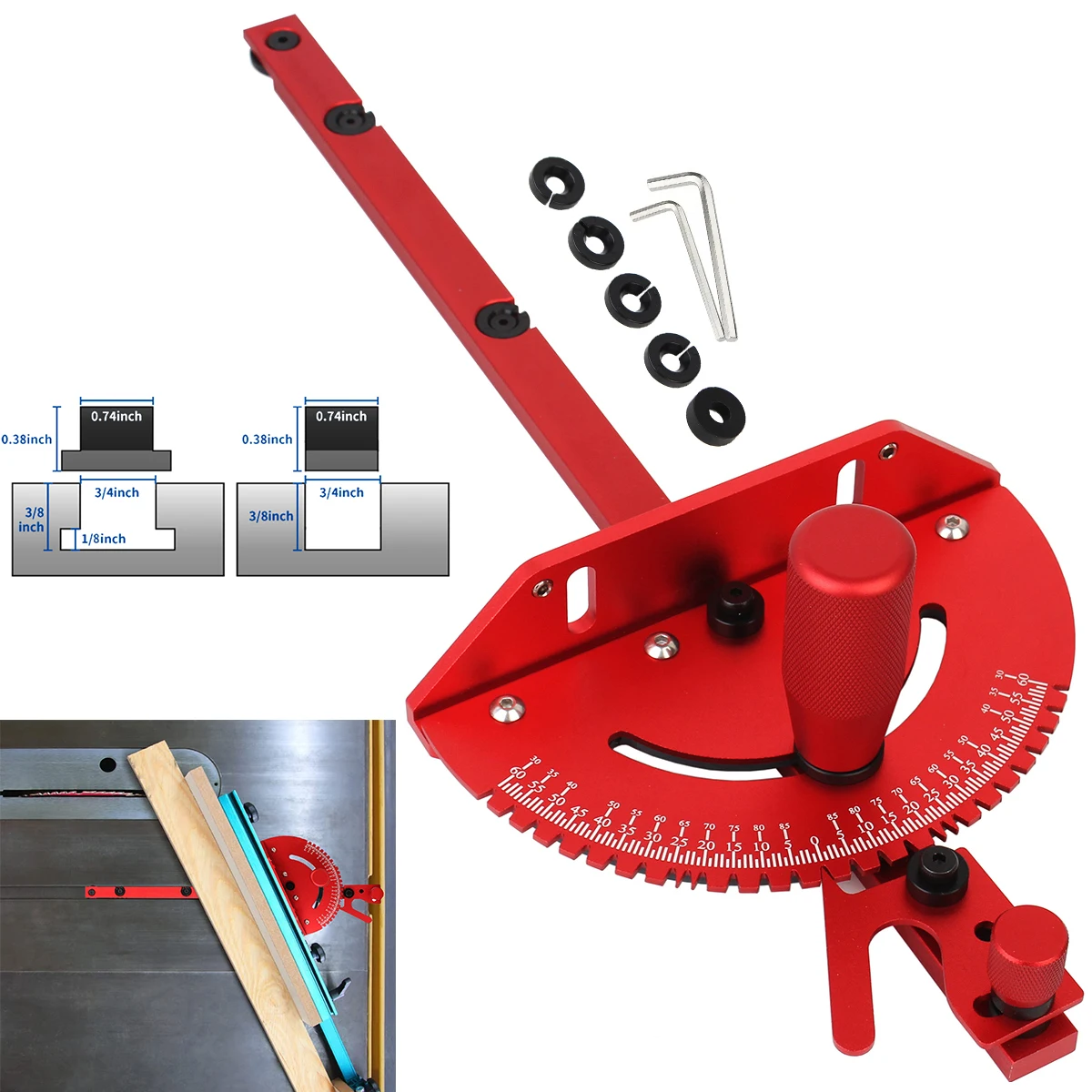 1 Set Miter Gauge And 400MM Fence With Track Stop Sawing Assembly Angle Ruler for Table Saw Router - Image 6