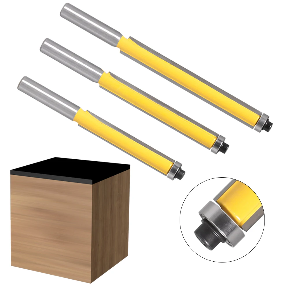 8mm Shank long blade flush bit Flush Trim Router Bit End Bearing For Woodworking Cutting Tool - Image 13