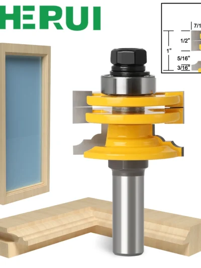 1Pc 1/2" 12mm 8mm Shank Glass Door Rail & Stile Reversible Router Bit Wood Cutting Tool woodworking router bits