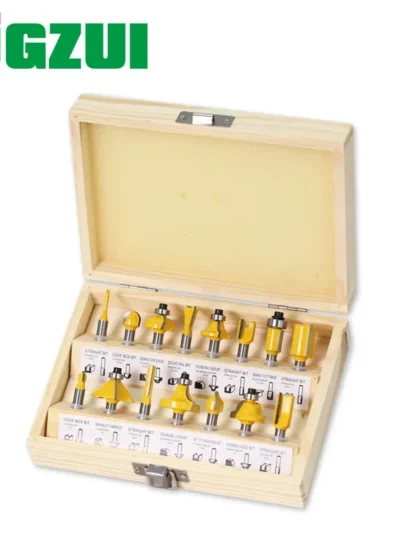 15pcs1/4inch Router Bit Set Trimming Straight Milling Cutter for Wood Bits Tungsten Carbide Cutting Woodworking