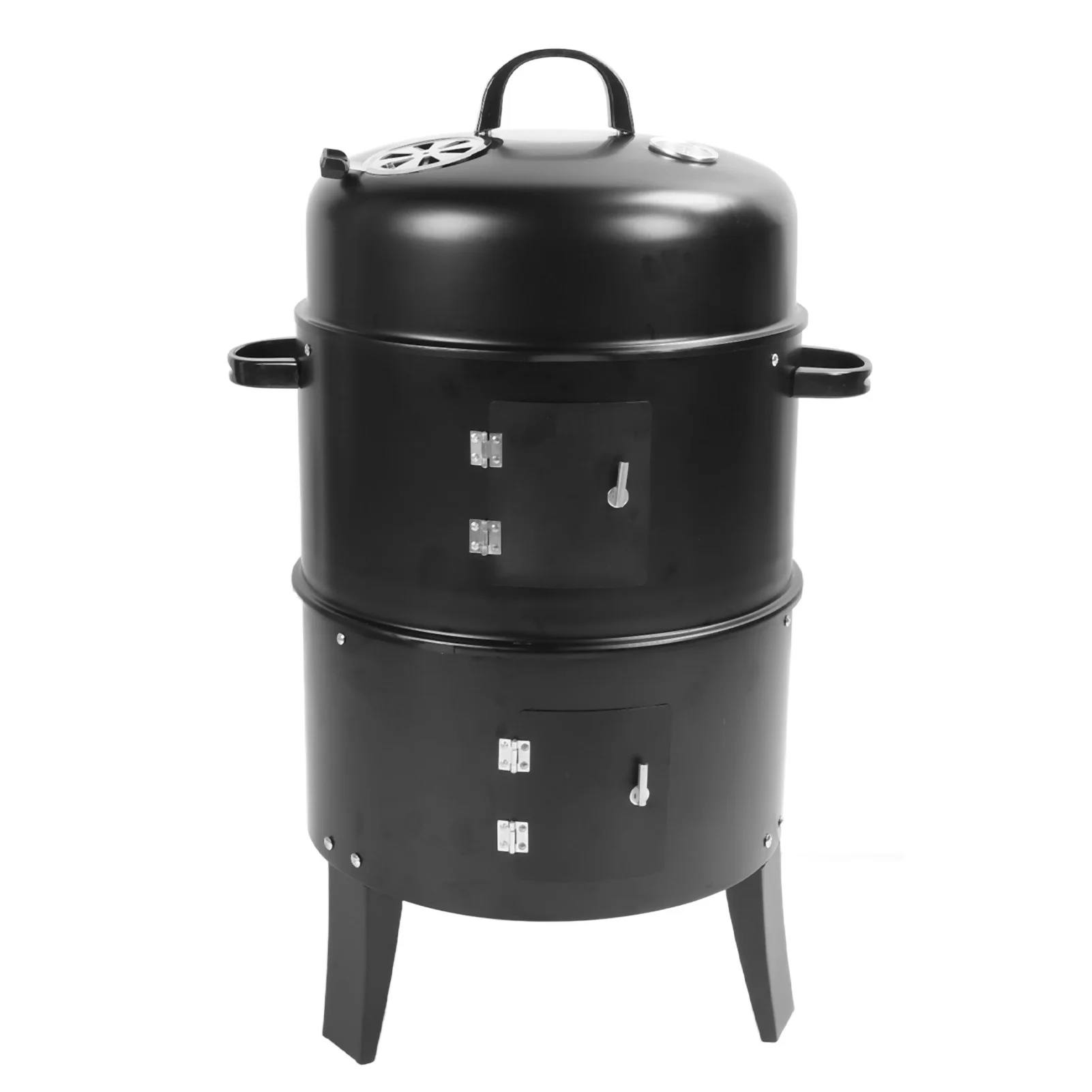 Vertical Charcoal Smoker Vertical Charcoal Smoker 3 in 1 3 Layer Grill Barbecue Smoker BBQ Grill with Thermometer for Cooking - Image 16