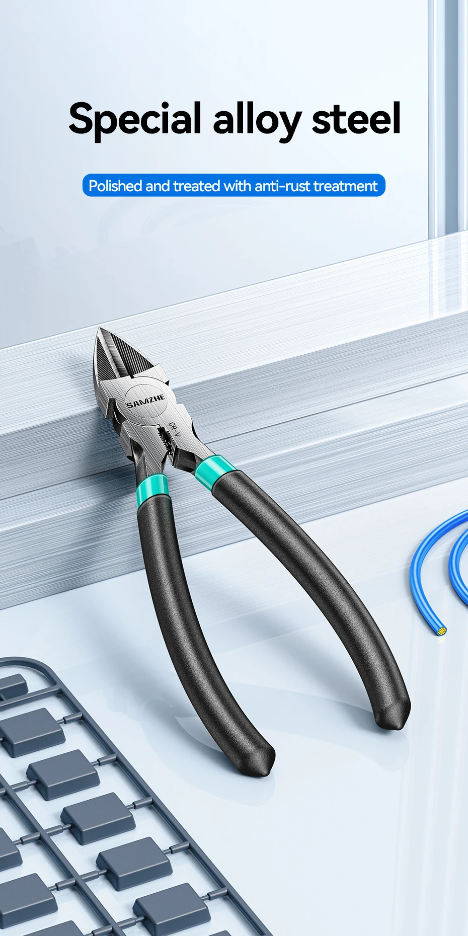 SAMZHE Pliers Multi Functional Tools Electrical Wire Cable Cutters Cutting Side Snips Flush Stainless Steel Nipper - Image 8