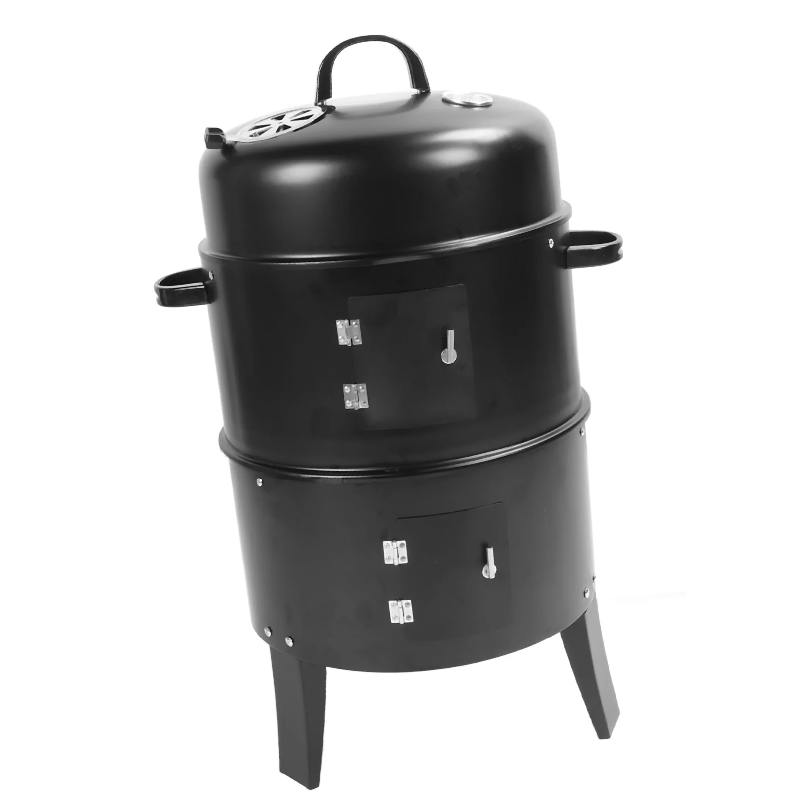 Vertical Charcoal Smoker Vertical Charcoal Smoker 3 in 1 3 Layer Grill Barbecue Smoker BBQ Grill with Thermometer for Cooking - Image 12