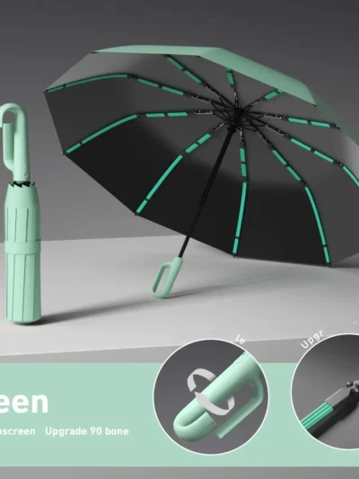 Automatic Umbrella for Men Women Fully Opened Ring Buckle Design 20 Ribs Extra Large Folding