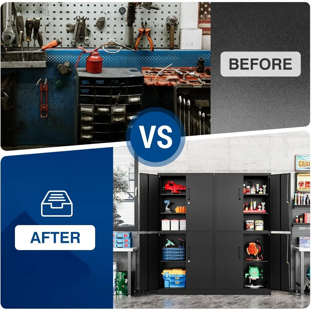 Metal Storage Cabinet-Lockable File Garage Tool Cabinets with Doors and Shelves-Steel Cabinet - Image 4