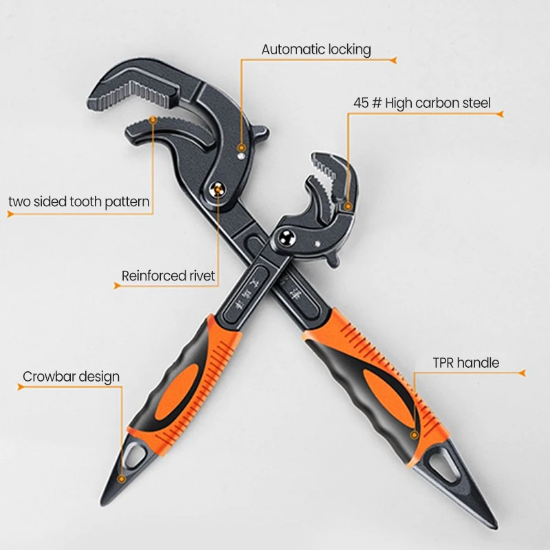AIRAJ Adjustable Wrench Multifunctional Large Open Pipe Wrench Bathroom Stainless Steel Universal Adjustable Wrench - Image 7