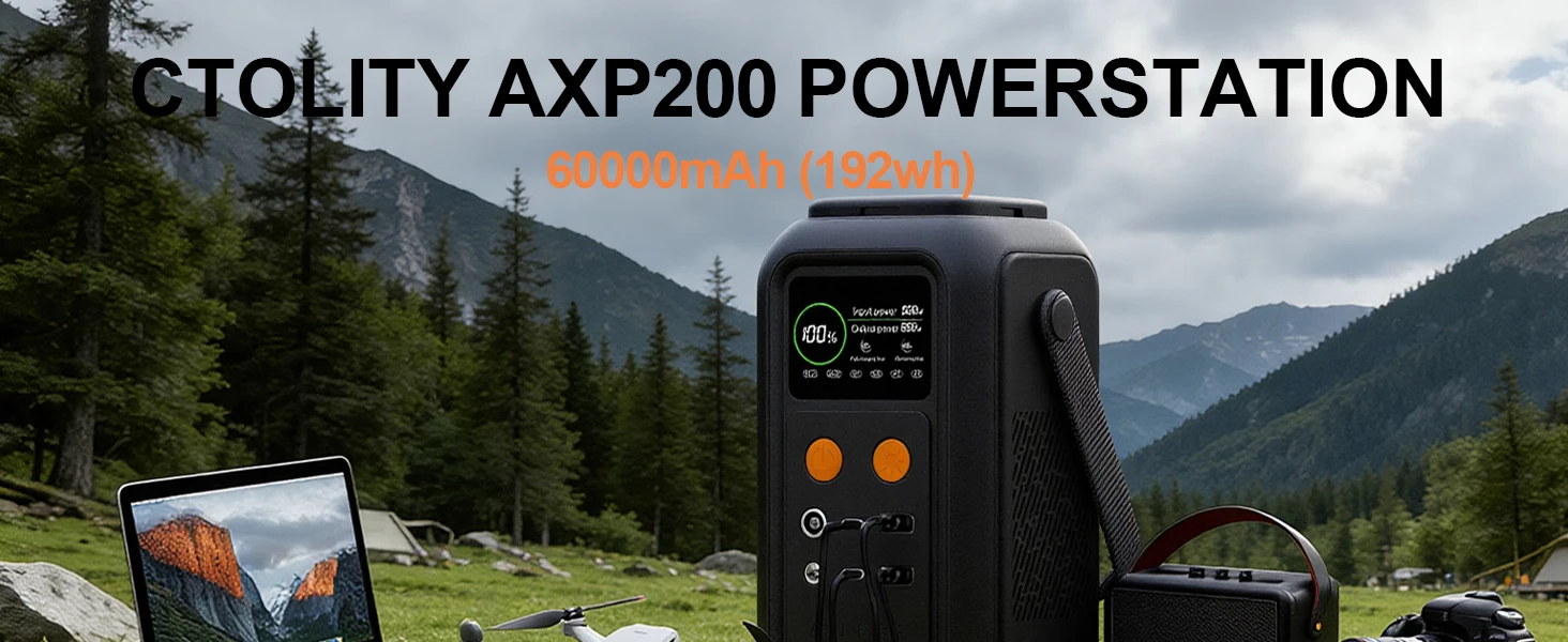CTOLITY AXP200 192Wh 200W 60000mAh Solar Generator Portable Mobile Power Station Lifepo4 Battery For Outdoor Energy Storage RV - Image 10