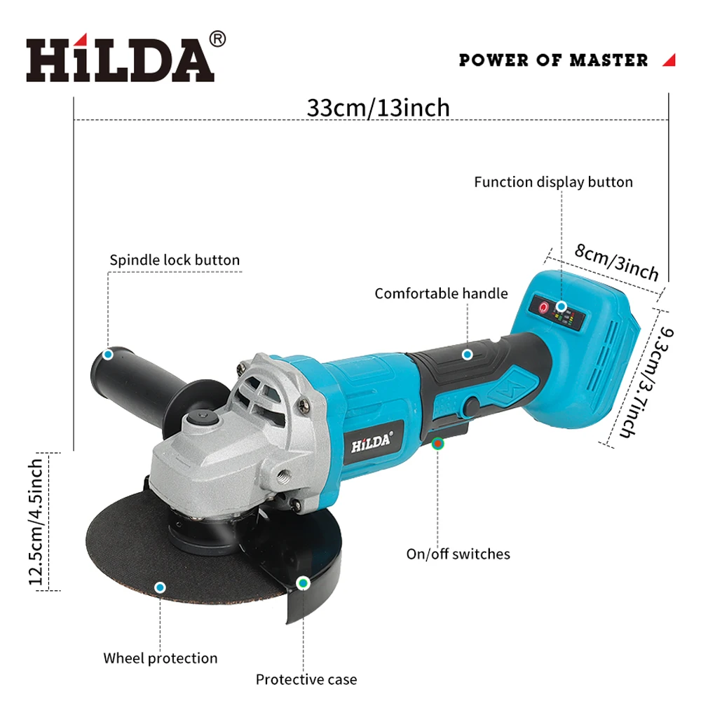 HILDA 21V Handheld Brushless Angle Grinder Cutting Rechargeable Electric Power Tool Polishing Machine Grinder for Makita Battery - Image 3