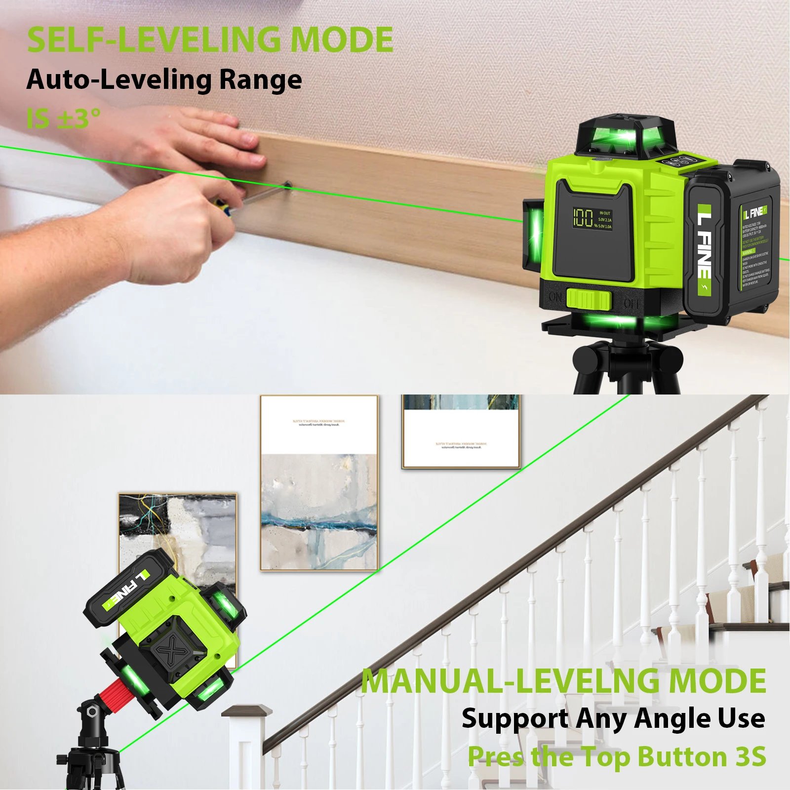 LFINE 2/4D Professional Laser Level 8/16 Lines Horizontal And Vertical With Remote Control 360°Self-leveling Laser Levels - Image 14