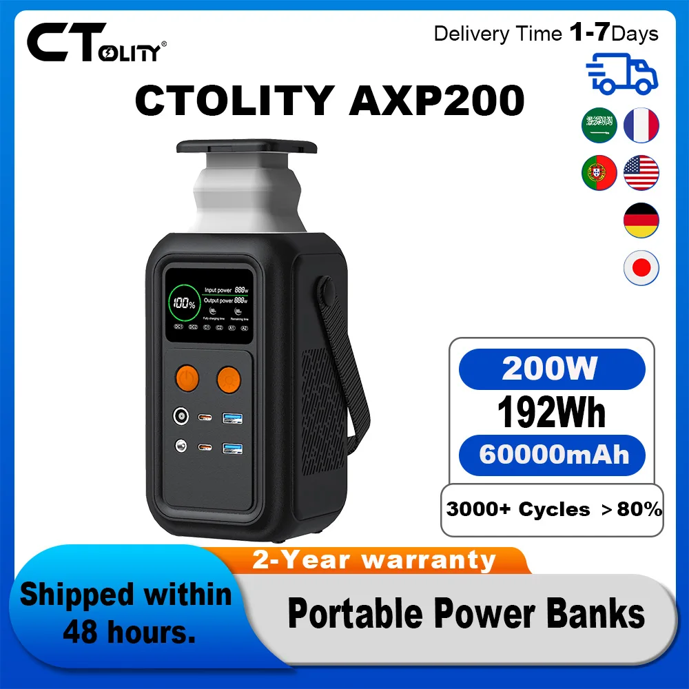 CTOLITY AXP200 192Wh 200W 60000mAh Solar Generator Portable Mobile Power Station Lifepo4 Battery For Outdoor Energy Storage RV - Image 13