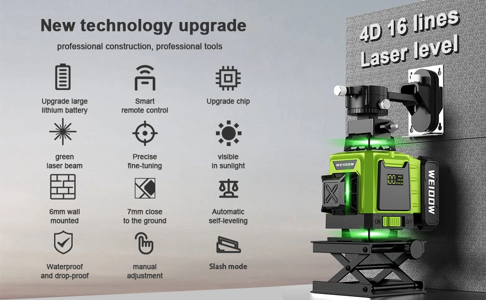 LFINE 2/4D Professional Laser Level 8/16 Lines Horizontal And Vertical With Remote Control 360°Self-leveling Laser Levels - Image 12