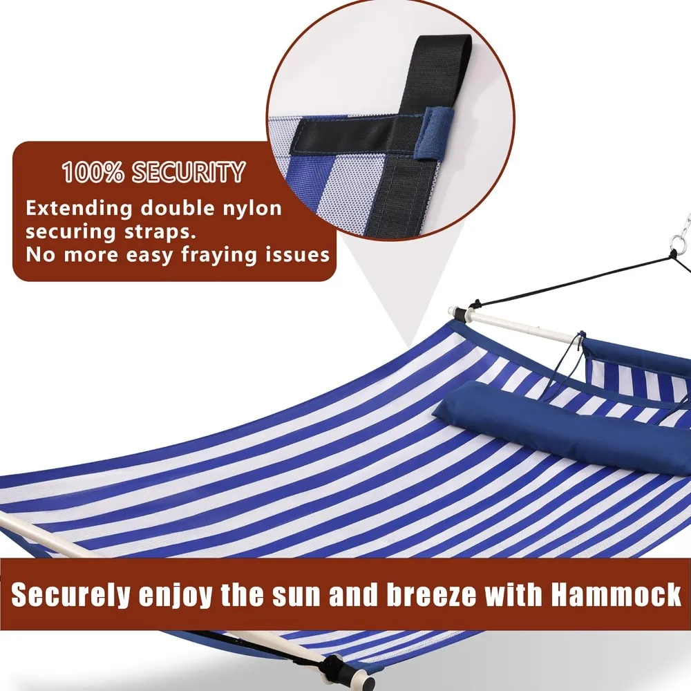 TegerDeger Anti-flip 12FT Hammock Large Hammock 450LB Capacity with Iron Spreader Bar & Nylon Rope for Outside, Patio, Garden, B - Image 3