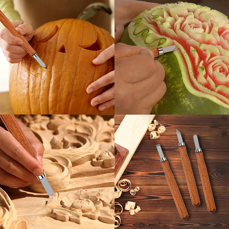 10Pcs Wood Carving Tools Set with Detail Wood Carving Knife Wood Chisel Knife Gloves Carving Knife Sharpener for Spoon Bowl Cup - Image 4