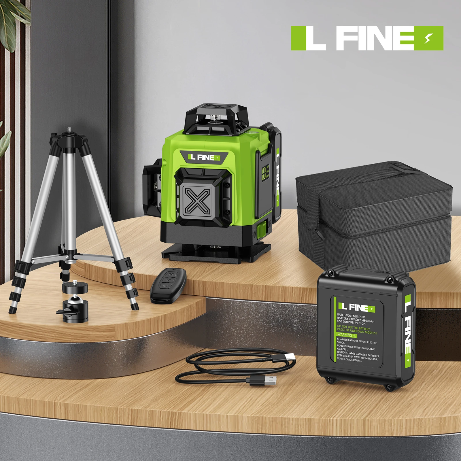 LFINE 2/4D Professional Laser Level 8/16 Lines Horizontal And Vertical With Remote Control 360°Self-leveling Laser Levels