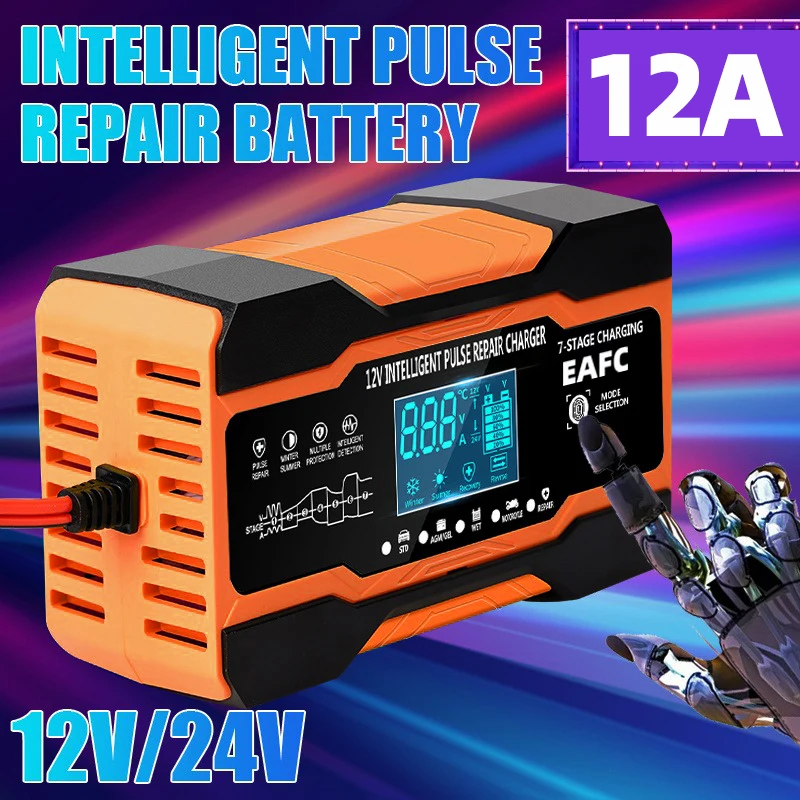 EAFC 12V 12A Car Battery Charger 240W Fully Automatic Pulse Repair Charging Suitable for Car Motorcycle AGM GEL WET Lead Acid - Image 6
