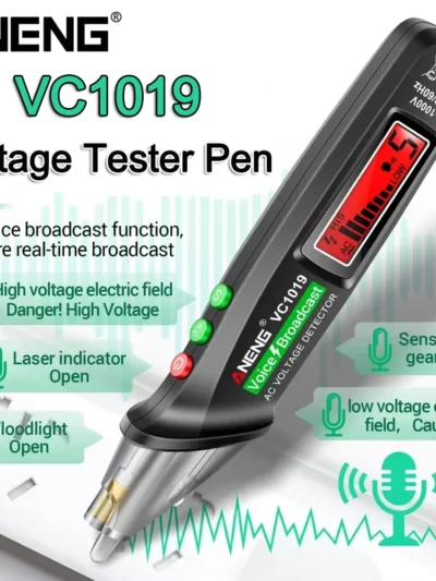 ANENG VC1019 Non-Contact Voltage Tester Pen Voice Broadcast Red Laser Detect 12-1000V Volt Current Pen Electric Test Meter Tools