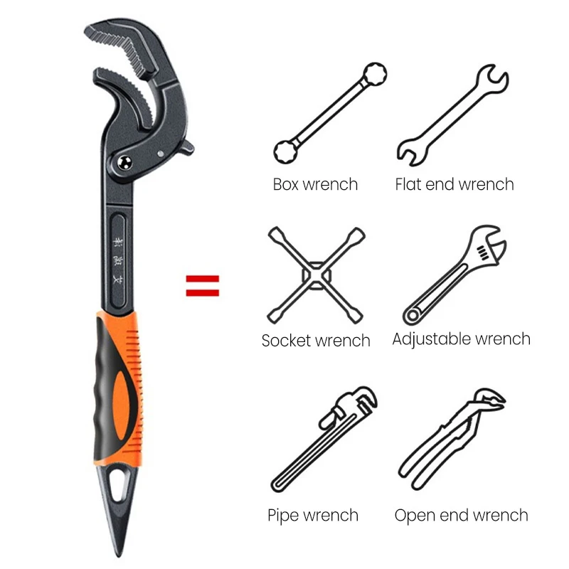 AIRAJ Adjustable Wrench Multifunctional Large Open Pipe Wrench Bathroom Stainless Steel Universal Adjustable Wrench - Image 4