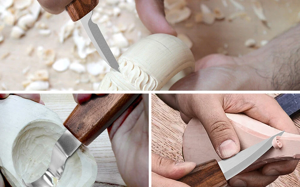 10Pcs Wood Carving Tools Set with Detail Wood Carving Knife Wood Chisel Knife Gloves Carving Knife Sharpener for Spoon Bowl Cup - Image 9