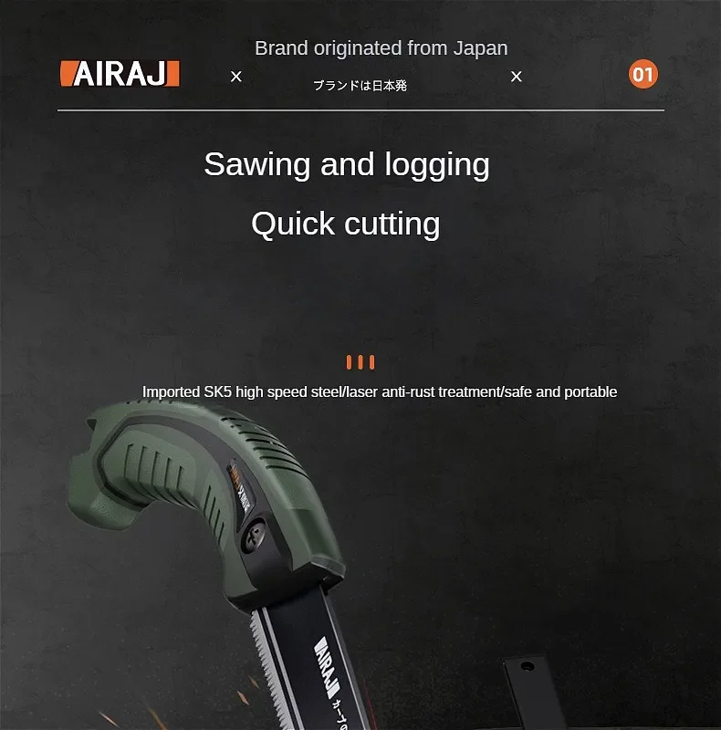 AIRAJ Hand Saw , Japanese Style Saw, Tree Sawing Tool , Garden Logging Tool , Woodworking Saw , Household Small Handheld Sharp - Image 7