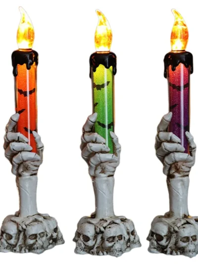 ABBO-Waterproof Candle Light Stakes, Halloween Decorations, Lighted Candle Light Stakes For Hands Holding For Indoor Outdoor Par