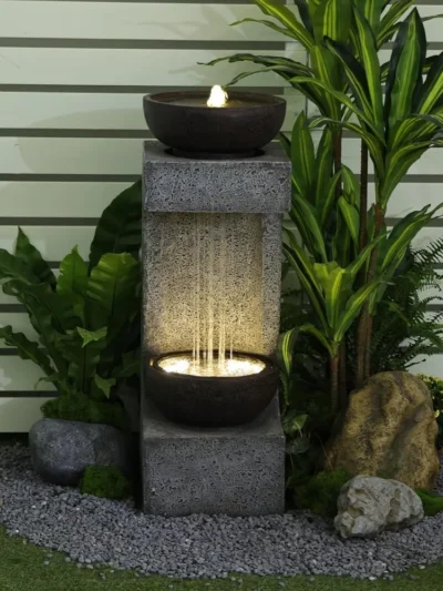 Waterfall Fountain Outdoor Garden Decor for Patio, Backyard, Deck, Porch and Home Art Decor, Outdoor Fountains and Waterfalls