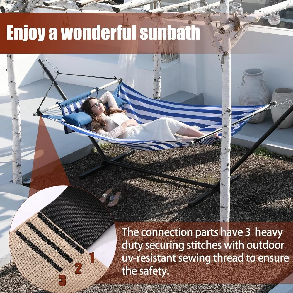 TegerDeger Anti-flip 12FT Hammock Large Hammock 450LB Capacity with Iron Spreader Bar & Nylon Rope for Outside, Patio, Garden, B - Image 4