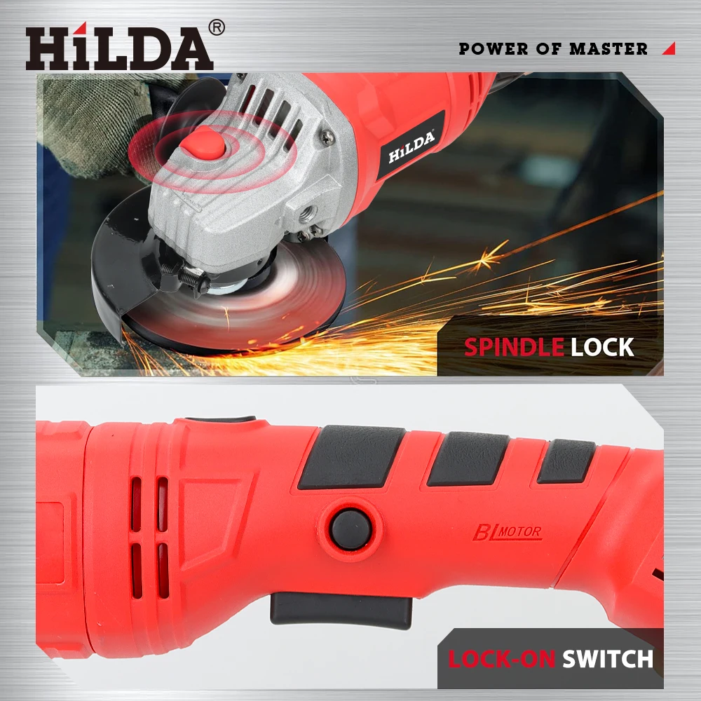 HILDA 21V Handheld Brushless Angle Grinder Cutting Rechargeable Electric Power Tool Polishing Machine Grinder for Makita Battery - Image 18