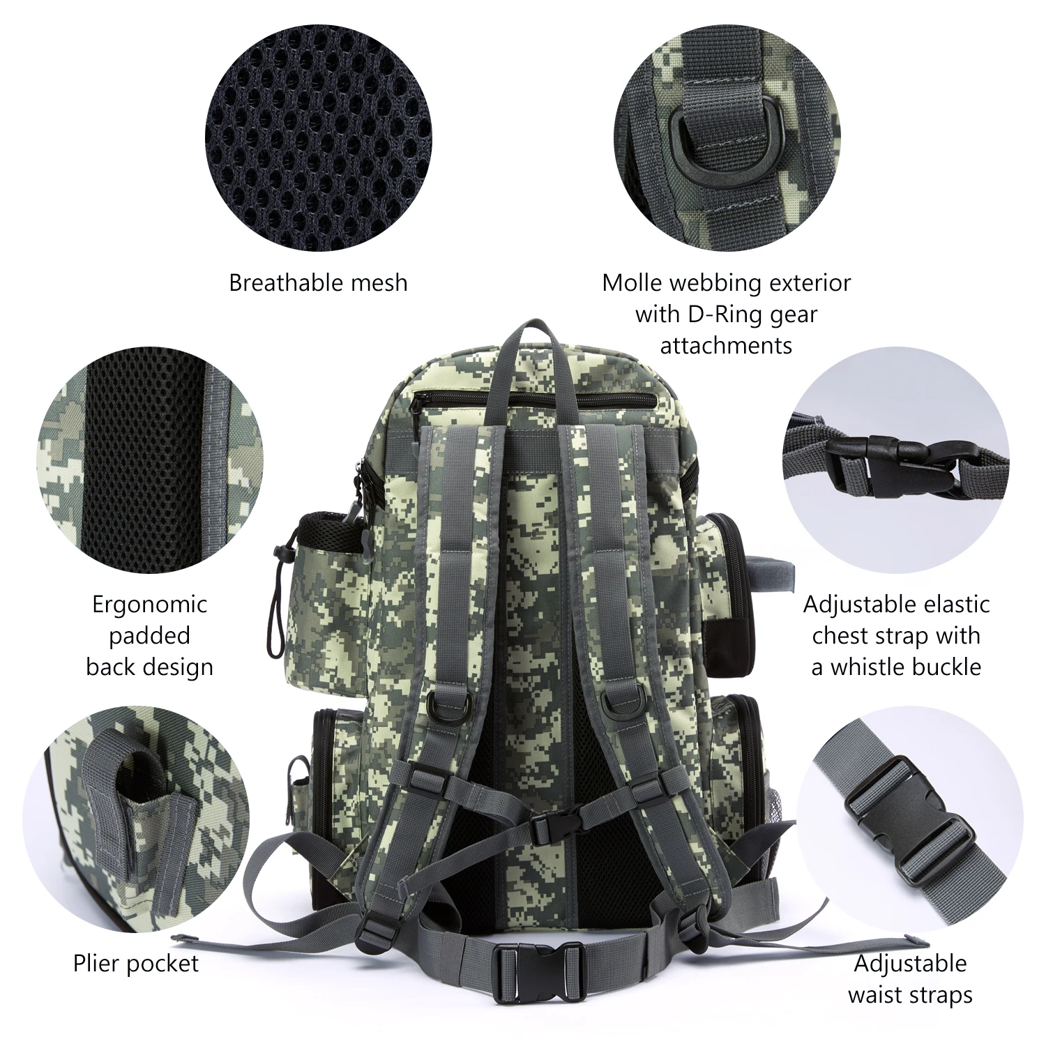 Bassdash Fishing Bag Tackle Backpack Lightweight Tactical Tackle Box Multifunctional - Image 16