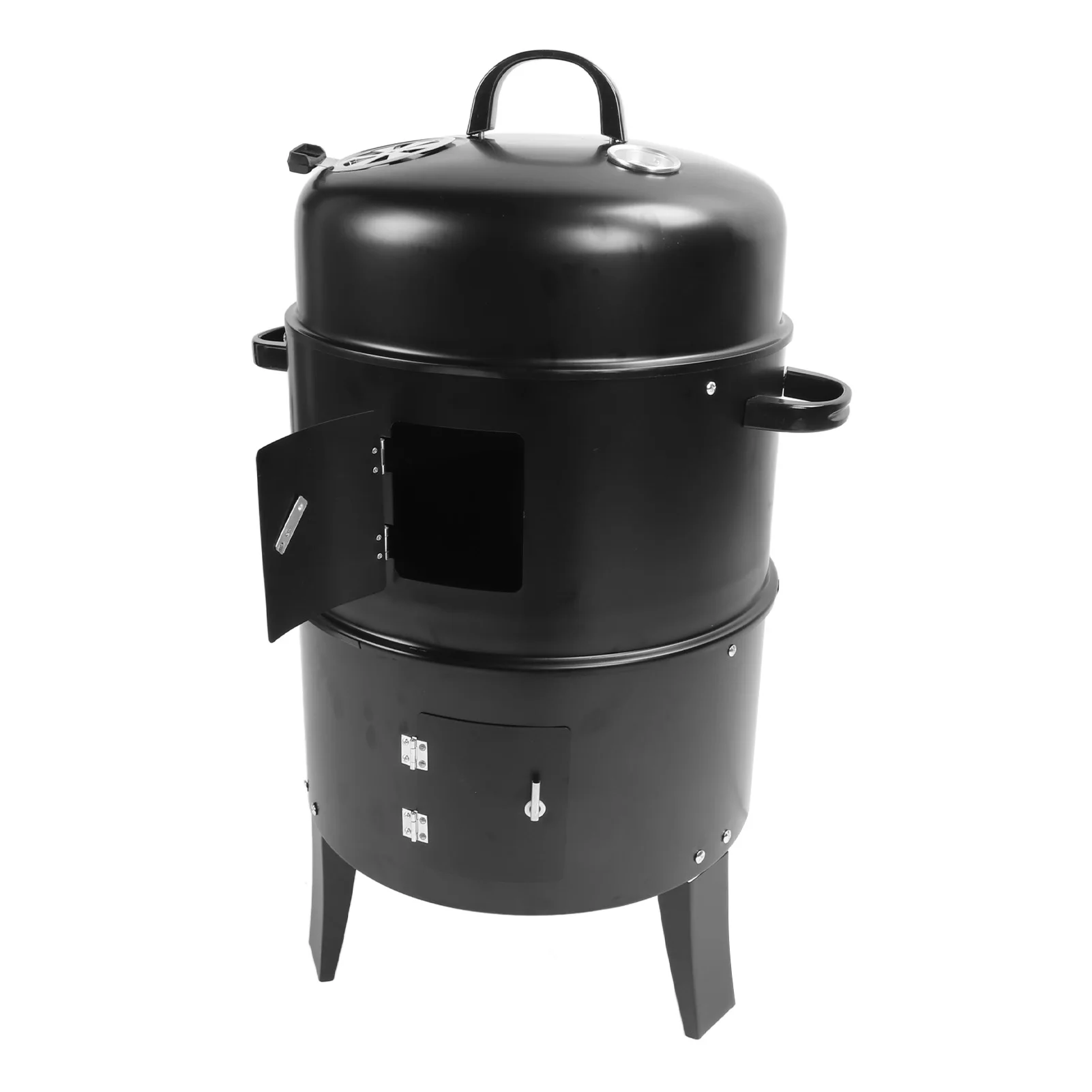 Vertical Charcoal Smoker Vertical Charcoal Smoker 3 in 1 3 Layer Grill Barbecue Smoker BBQ Grill with Thermometer for Cooking - Image 7