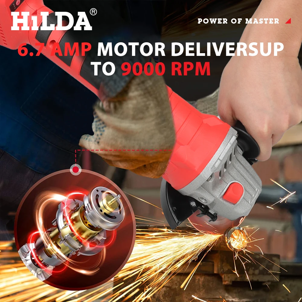 HILDA 21V Handheld Brushless Angle Grinder Cutting Rechargeable Electric Power Tool Polishing Machine Grinder for Makita Battery - Image 19