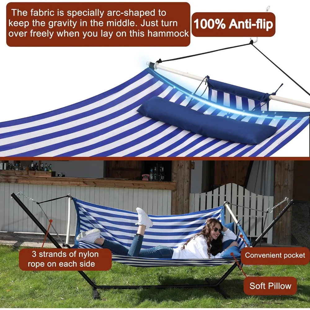TegerDeger Anti-flip 12FT Hammock Large Hammock 450LB Capacity with Iron Spreader Bar & Nylon Rope for Outside, Patio, Garden, B - Image 2