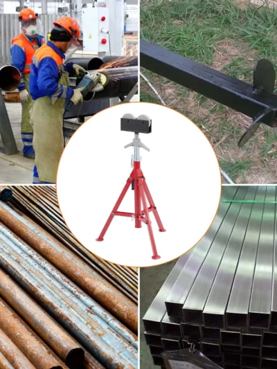 Portable Pipe Jack Stand with Roller Head in Adjustable Height 2500 LB Folding Pipe Stands Steel Jack Stands for Welding