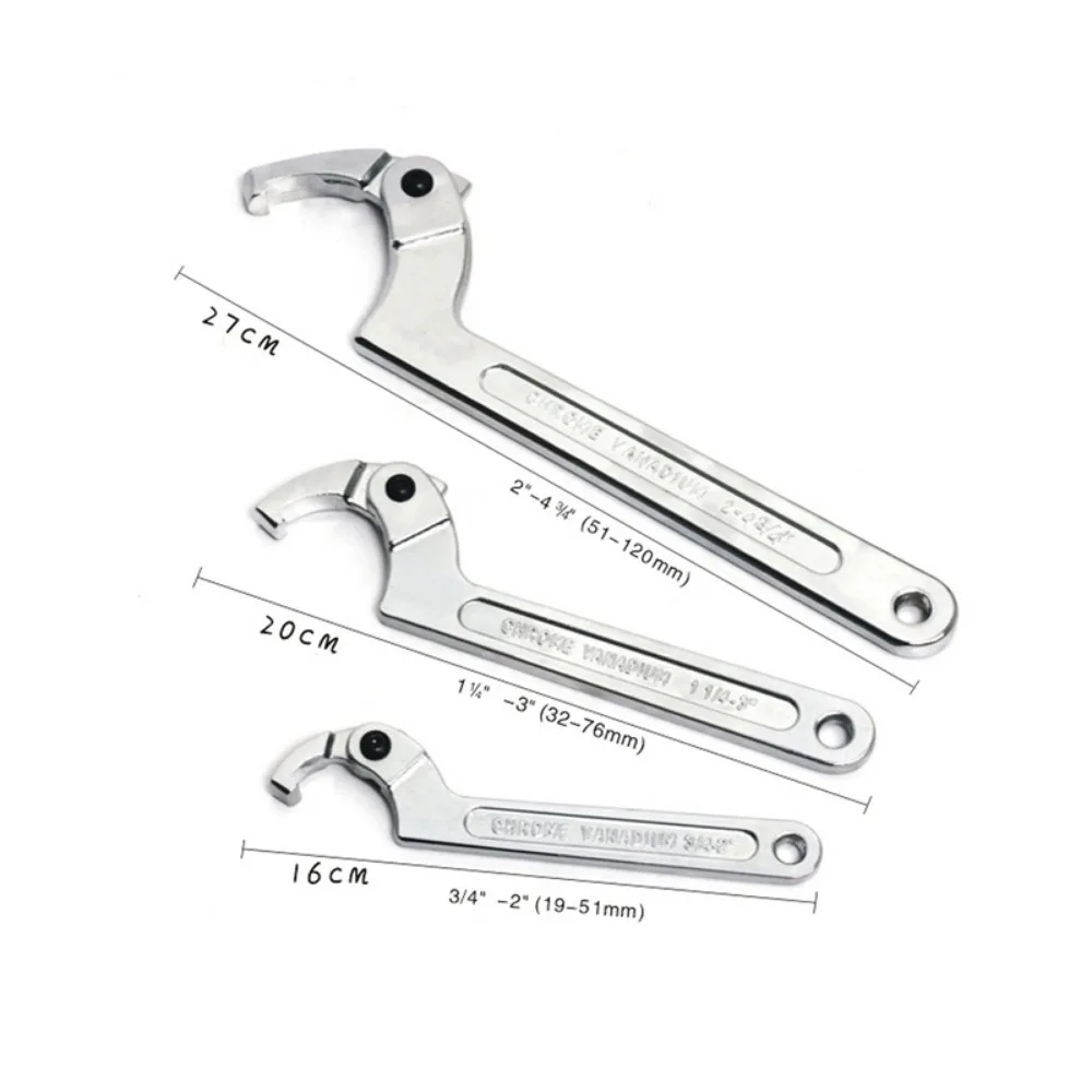 1PCS Adjustable Wrench Hook Spanner Square/Round Head CR-V Spanner Key for Round Bolt Hand Tools 19-51/32-76/51-120mm - Image 5