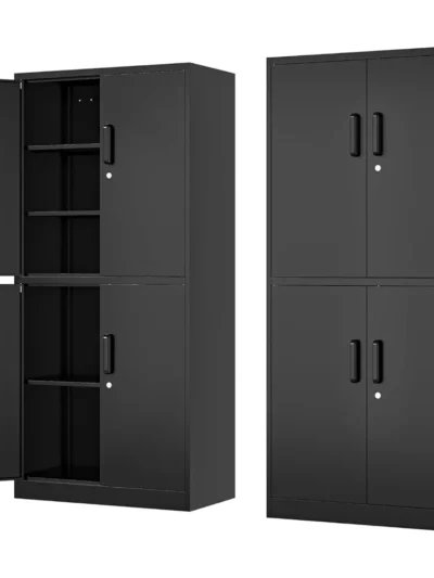 Metal Storage Cabinet-Lockable File Garage Tool Cabinets with Doors and Shelves-Steel Cabinet