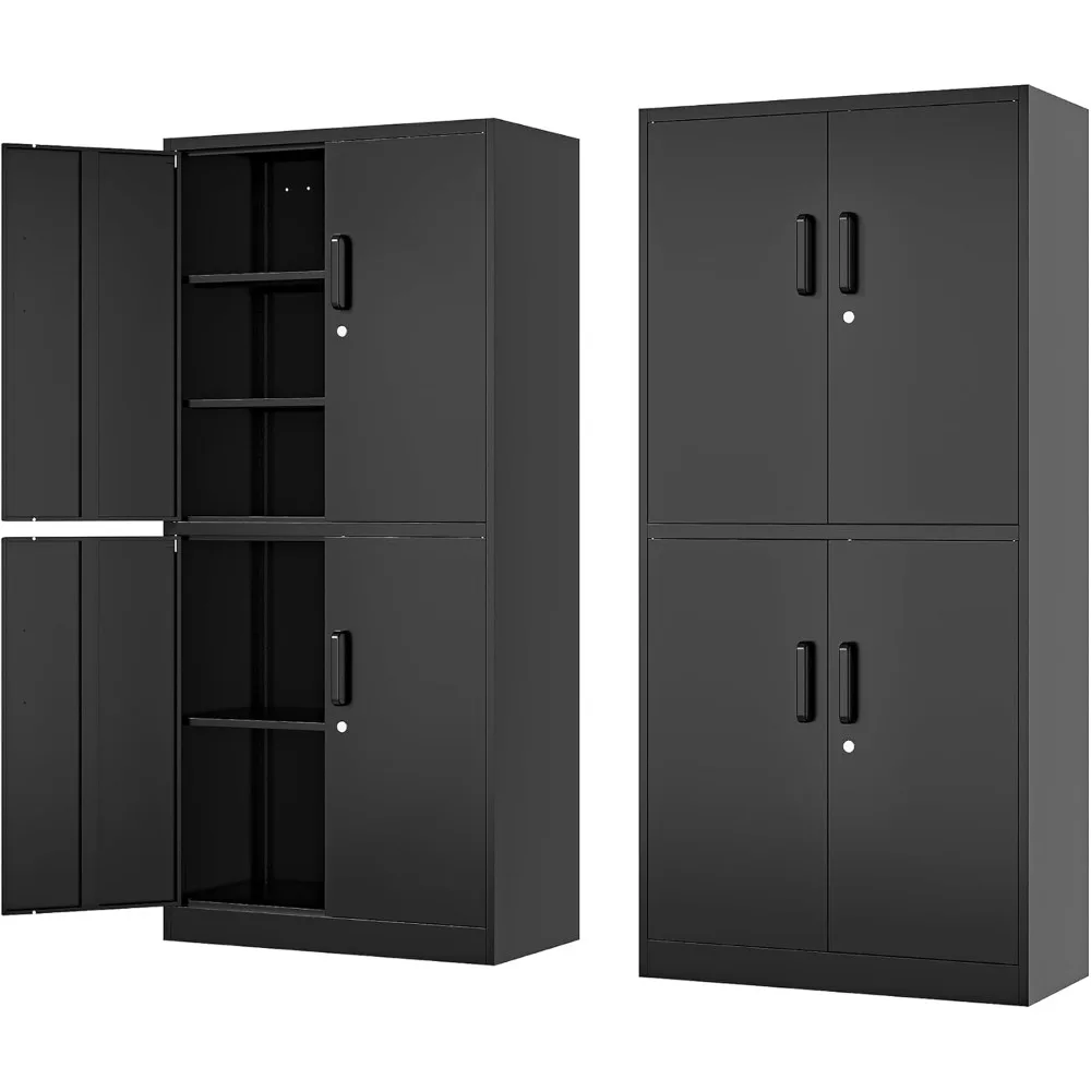 Metal Storage Cabinet-Lockable File Garage Tool Cabinets with Doors and Shelves-Steel Cabinet