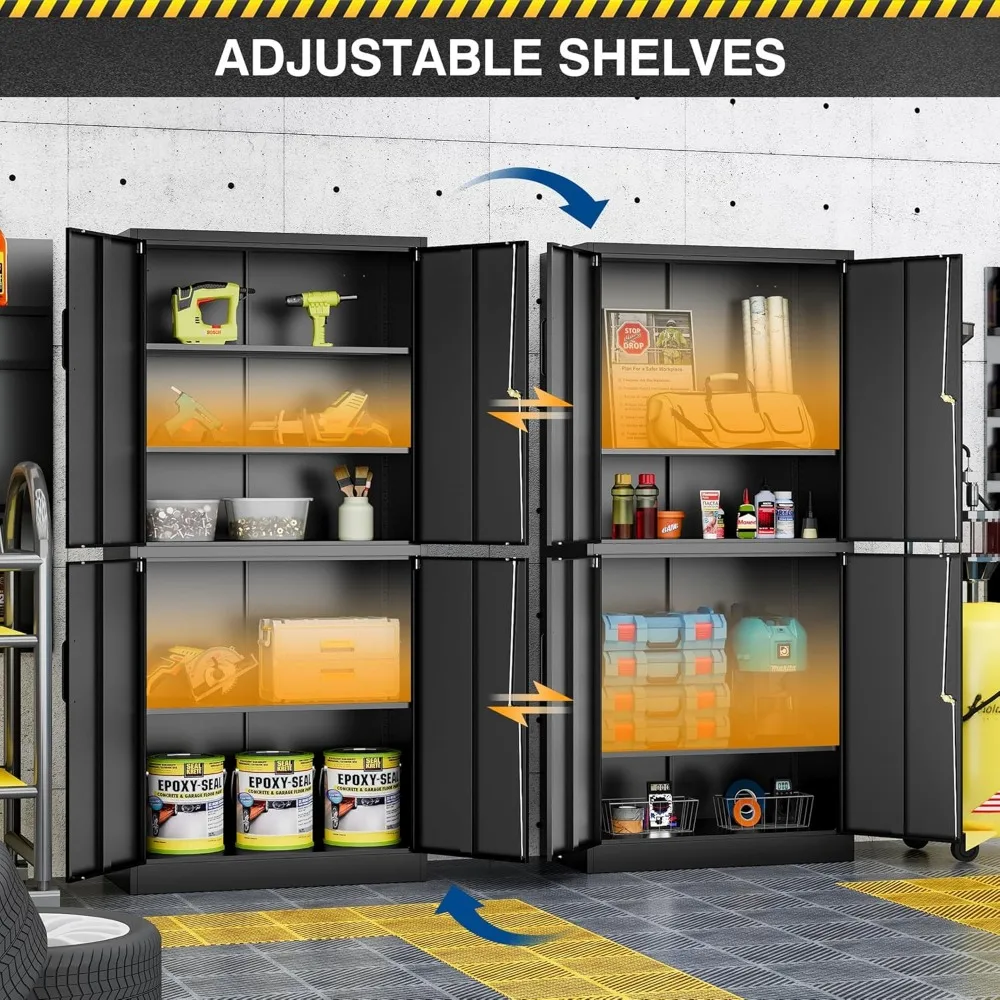 Metal Storage Cabinet-Lockable File Garage Tool Cabinets with Doors and Shelves-Steel Cabinet - Image 5