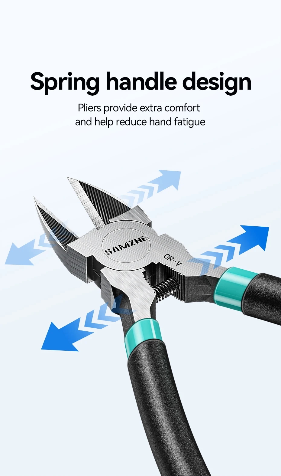 SAMZHE Pliers Multi Functional Tools Electrical Wire Cable Cutters Cutting Side Snips Flush Stainless Steel Nipper - Image 12