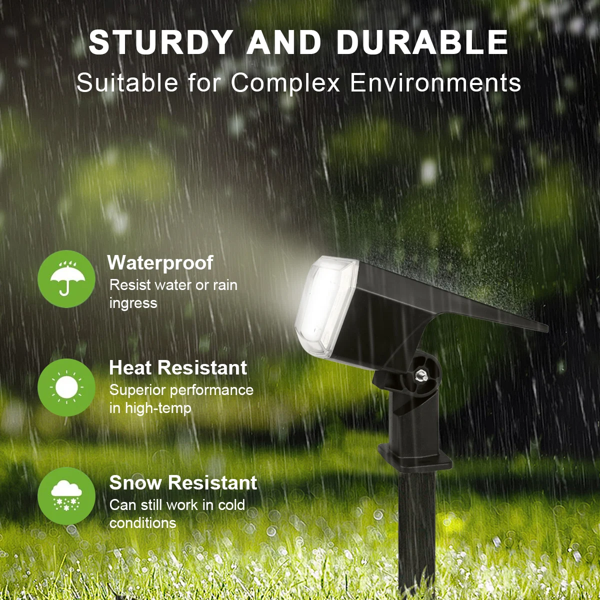 Built-in Large Capacity Battery 1200mAh LED Solar Floodlight Waterproof Spotlight Lamp Long Working Time For Garden Lawn Pathway - Image 3