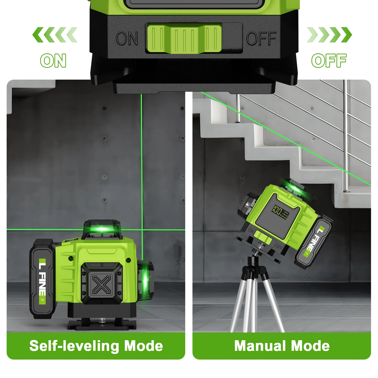 LFINE 2/4D Professional Laser Level 8/16 Lines Horizontal And Vertical With Remote Control 360°Self-leveling Laser Levels - Image 2