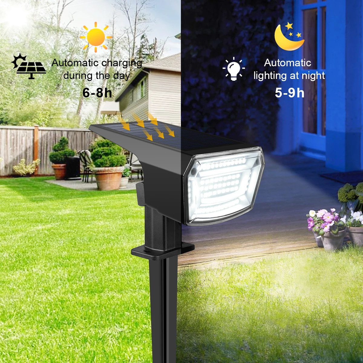 Built-in Large Capacity Battery 1200mAh LED Solar Floodlight Waterproof Spotlight Lamp Long Working Time For Garden Lawn Pathway - Image 4