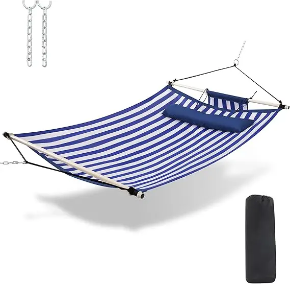 TegerDeger Anti-flip 12FT Hammock Large Hammock 450LB Capacity with Iron Spreader Bar & Nylon Rope for Outside, Patio, Garden, B - Image 7