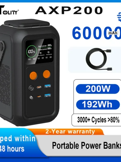 CTOLITY AXP200 192Wh 200W 60000mAh Solar Generator Portable Mobile Power Station Lifepo4 Battery For Outdoor Energy Storage RV