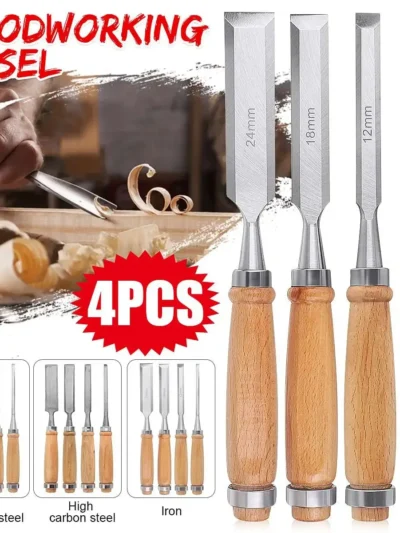 4Pcs/set Manual Wood Carving Hand Chisel Tool Set Professional Carpenters Woodworking Gouges