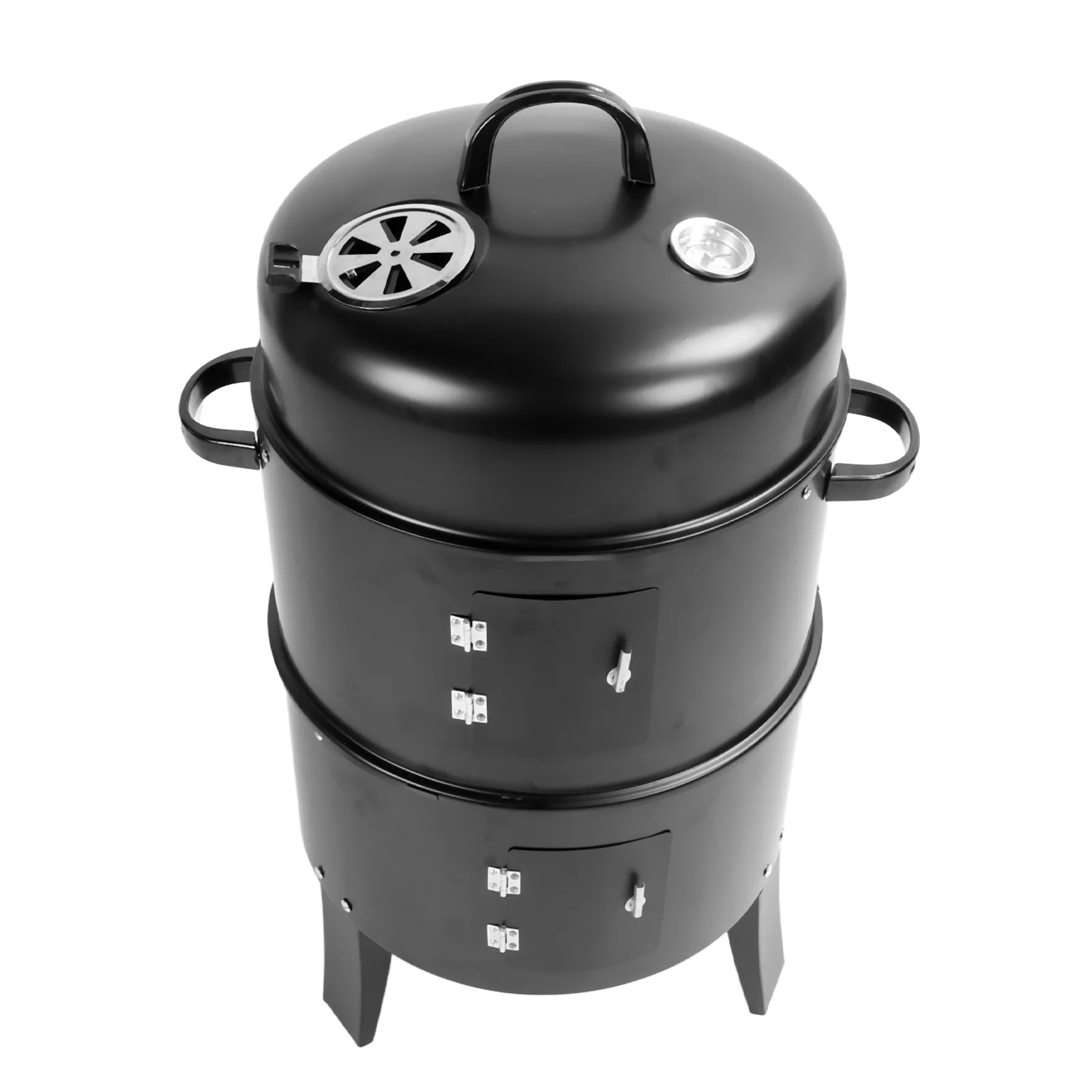 Vertical Charcoal Smoker Vertical Charcoal Smoker 3 in 1 3 Layer Grill Barbecue Smoker BBQ Grill with Thermometer for Cooking - Image 15