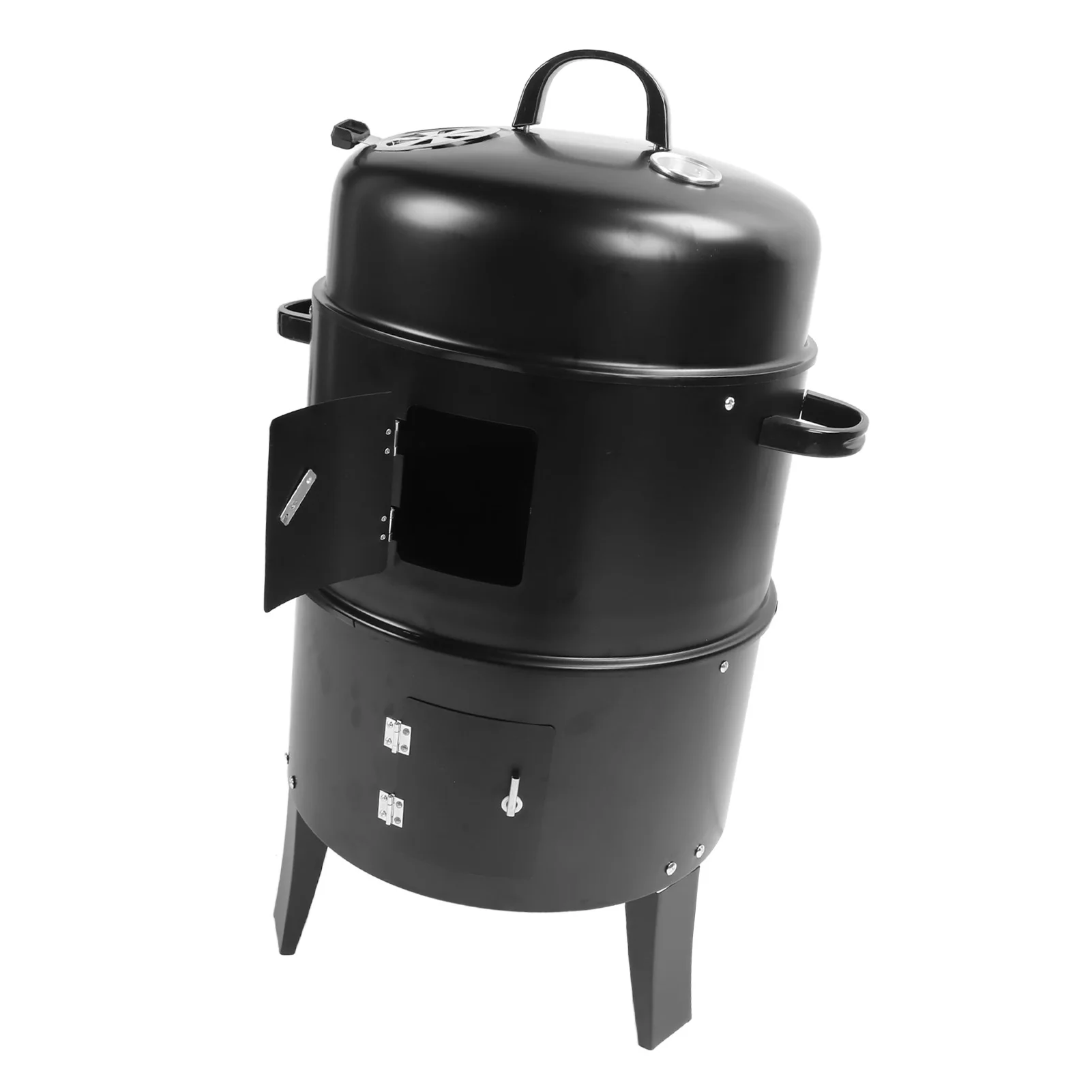 Vertical Charcoal Smoker Vertical Charcoal Smoker 3 in 1 3 Layer Grill Barbecue Smoker BBQ Grill with Thermometer for Cooking - Image 11