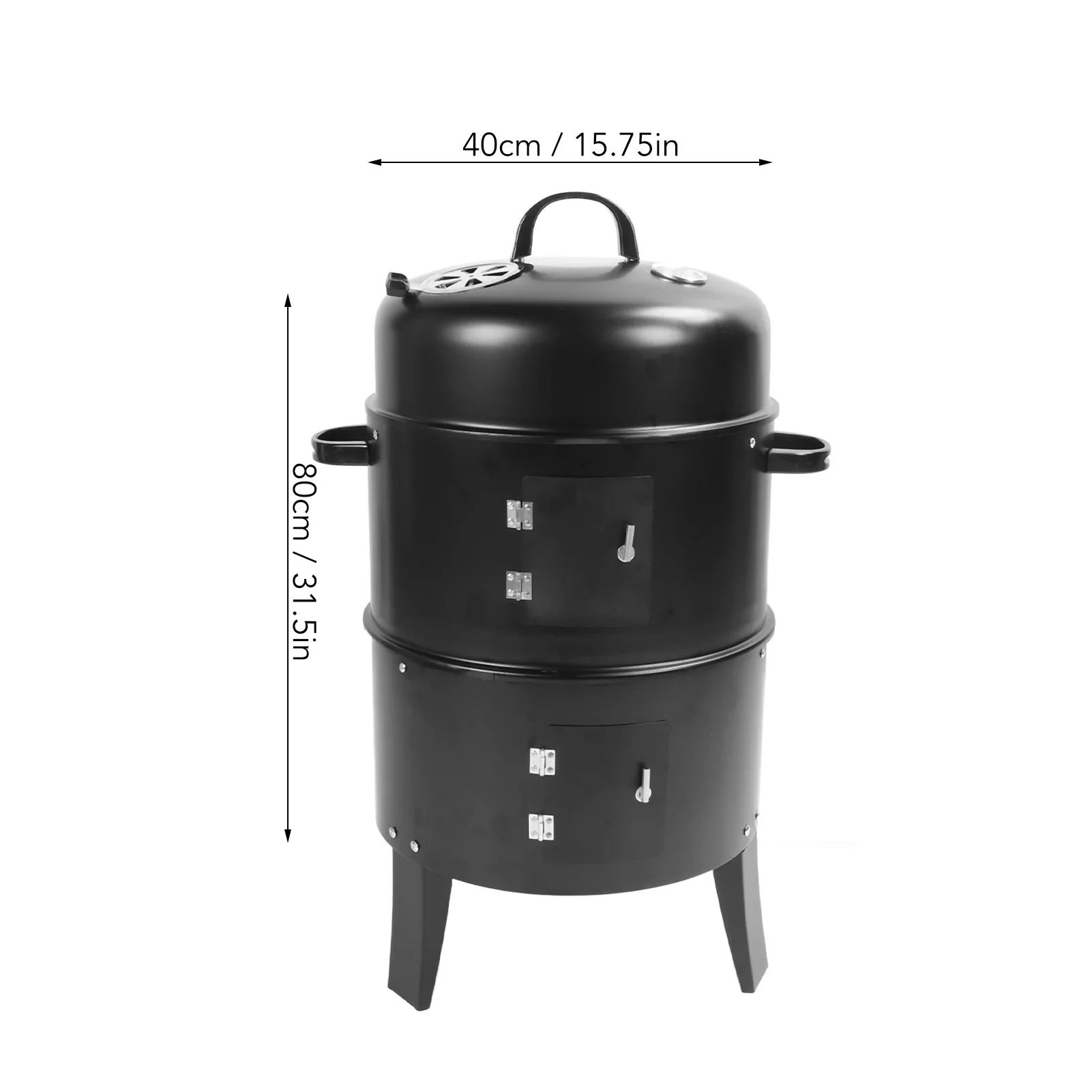 Vertical Charcoal Smoker Vertical Charcoal Smoker 3 in 1 3 Layer Grill Barbecue Smoker BBQ Grill with Thermometer for Cooking - Image 8